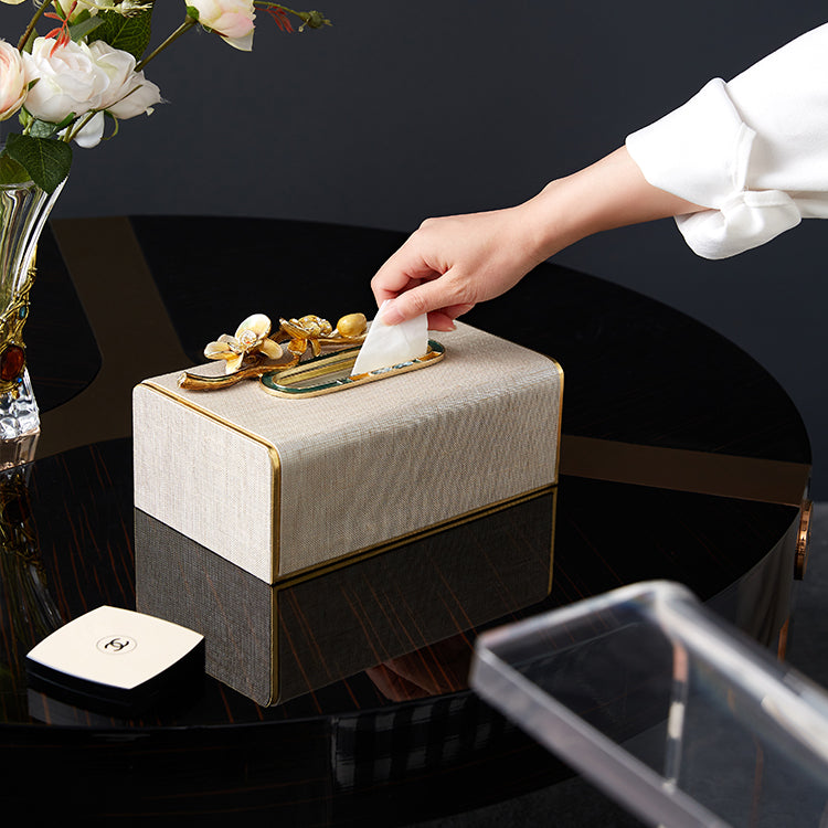Champagne Orchid Linen Tissue Box