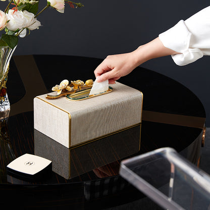 Champagne Orchid Linen Tissue Box