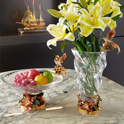 Crystalline Spiral & Orchid Songbird Vase