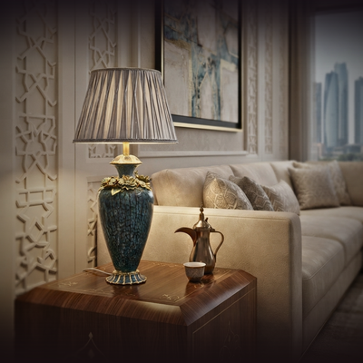 Azure Bloom Imperial Crackle Lamp