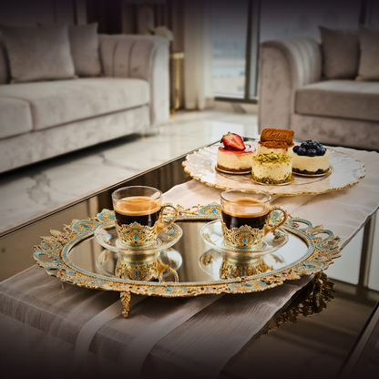 Azure Lace Mirrored Tray