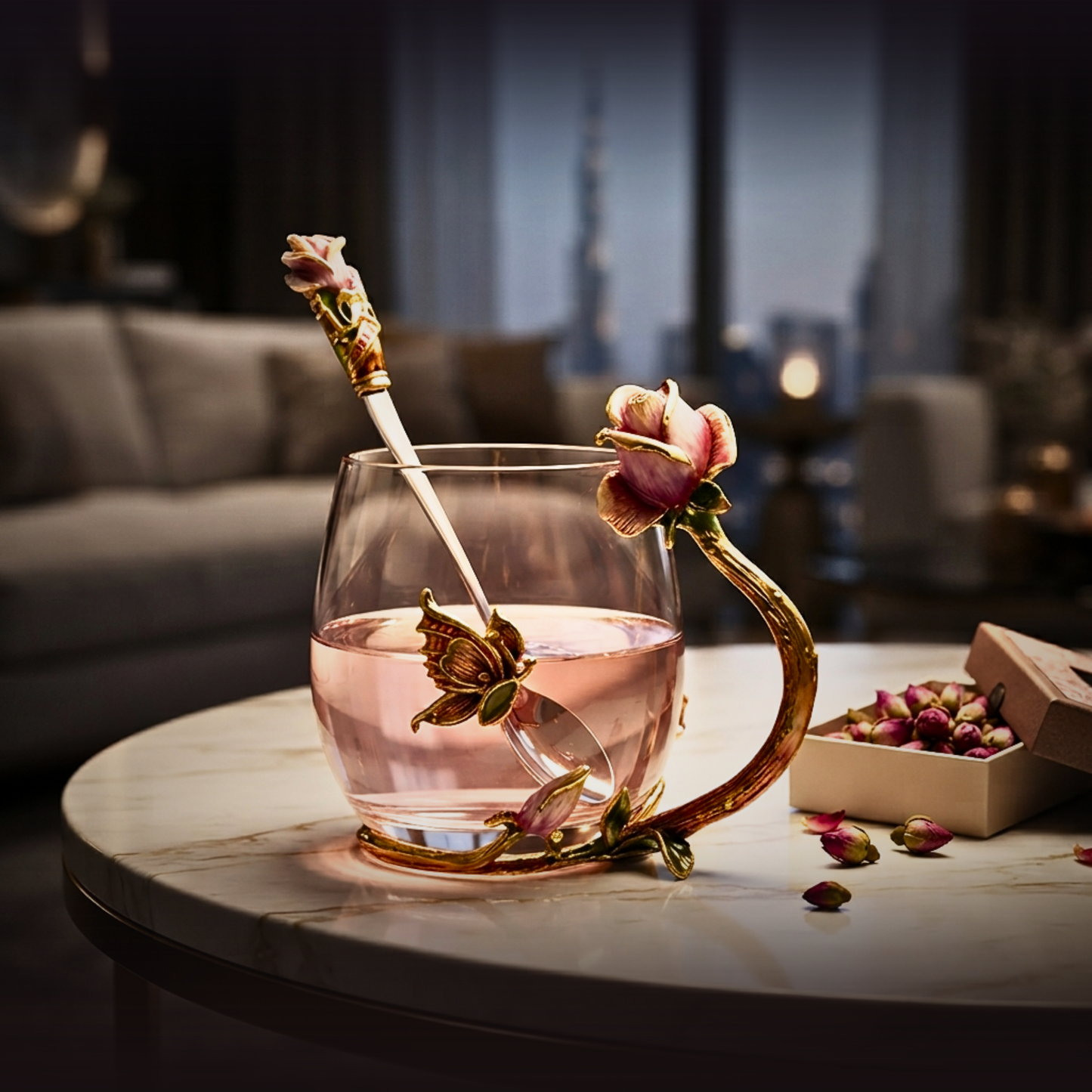 Royal Rose Enchantment Glass & Spoon Set