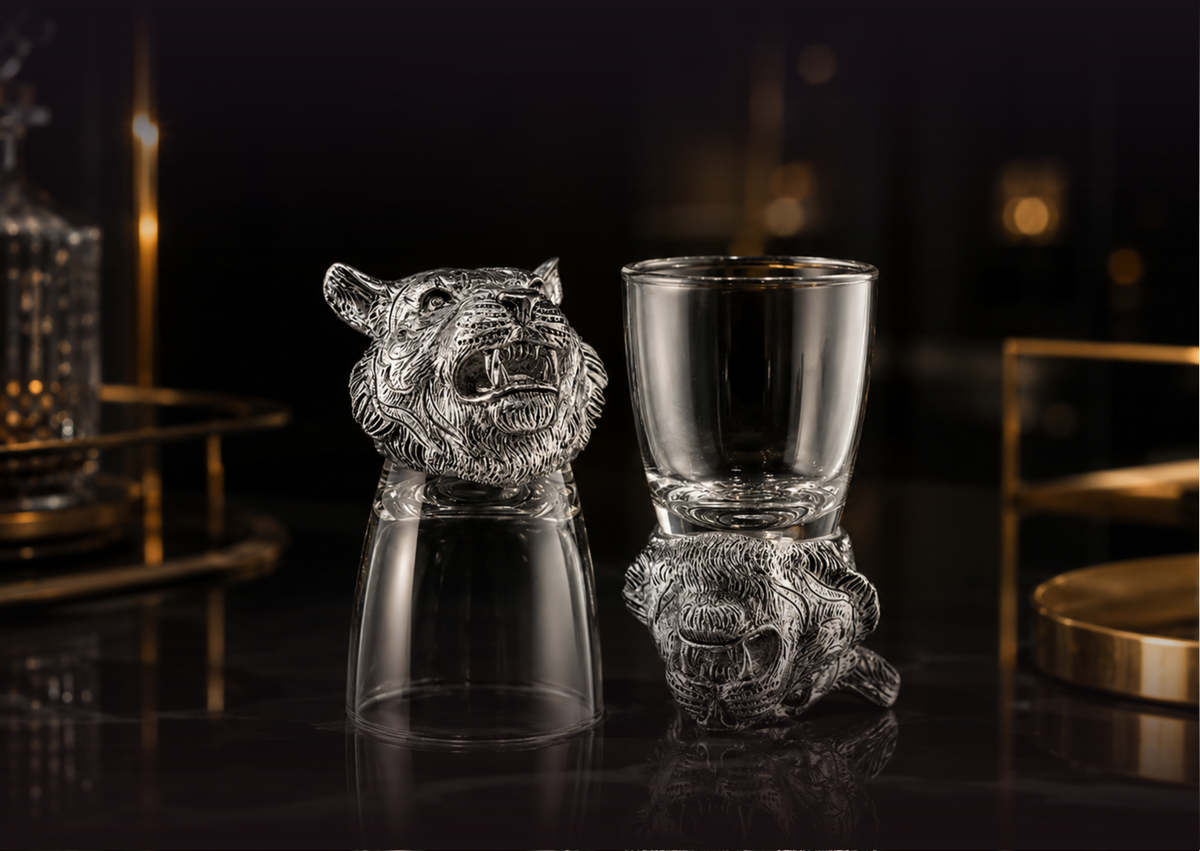 Silver Tiger Shot Glass