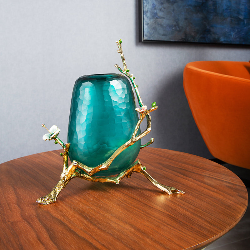 Emerald Sanctuary "Golden Root" Pedestal Vase