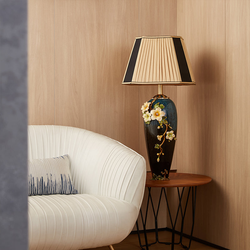 Midnight Azure Frog & Blossom Lamp
