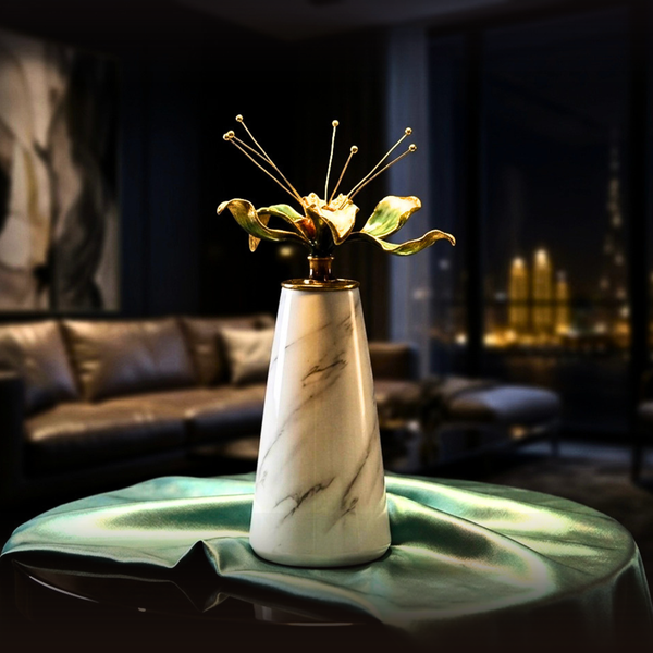 Alabaster Sunburst Gilded Sculpture