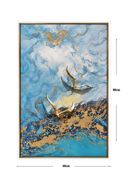 Azure Horizon "Golden Flight" Triptych Art