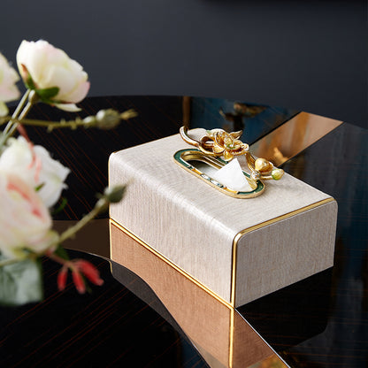 Champagne Orchid Linen Tissue Box