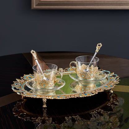 Azure Lace Mirrored Tray