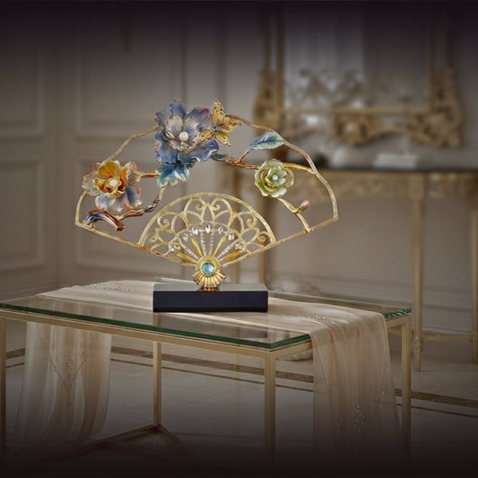Imperial Jeweled Fan "Floral Whisper" Sculpture