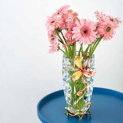 Crystalline Spiral & Orchid Songbird Vase