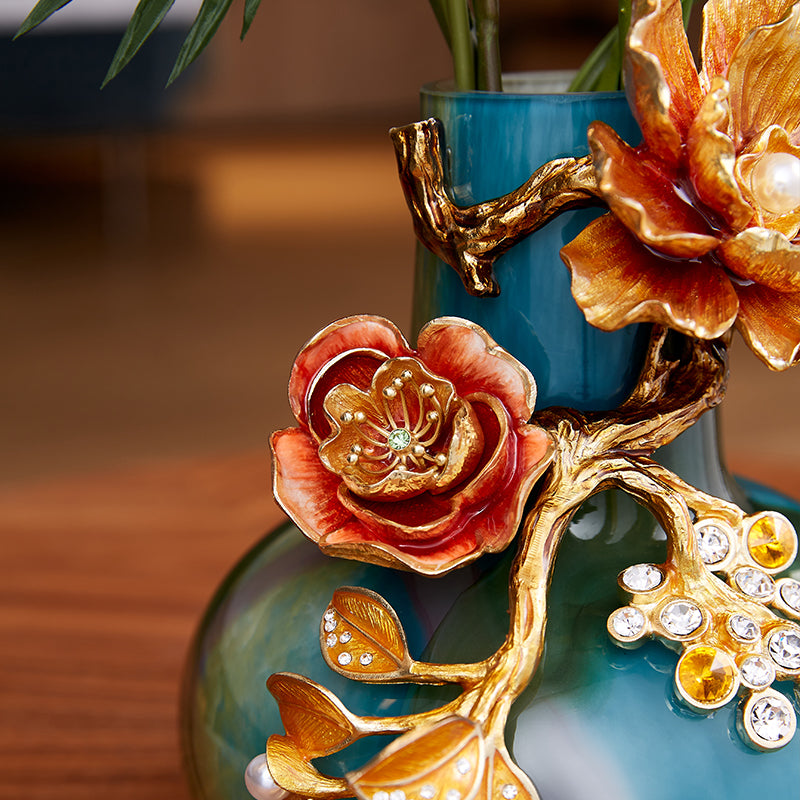 مزهرية فنية "أزور صن رايز" بعنوان "جويلد بلوم"