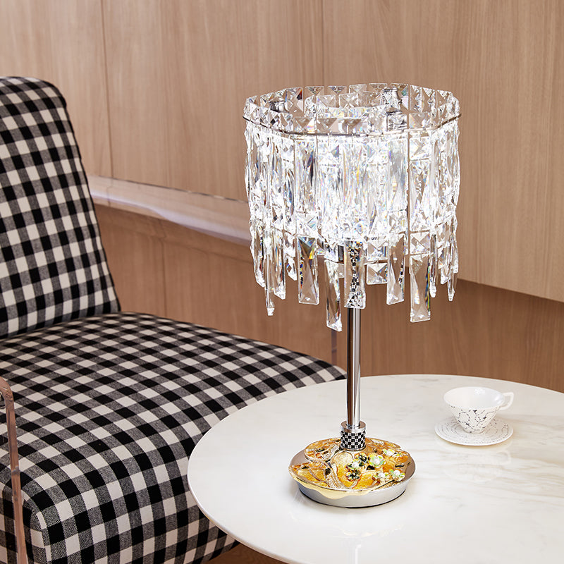 Azure Bloom Crystal Cascade Lamp