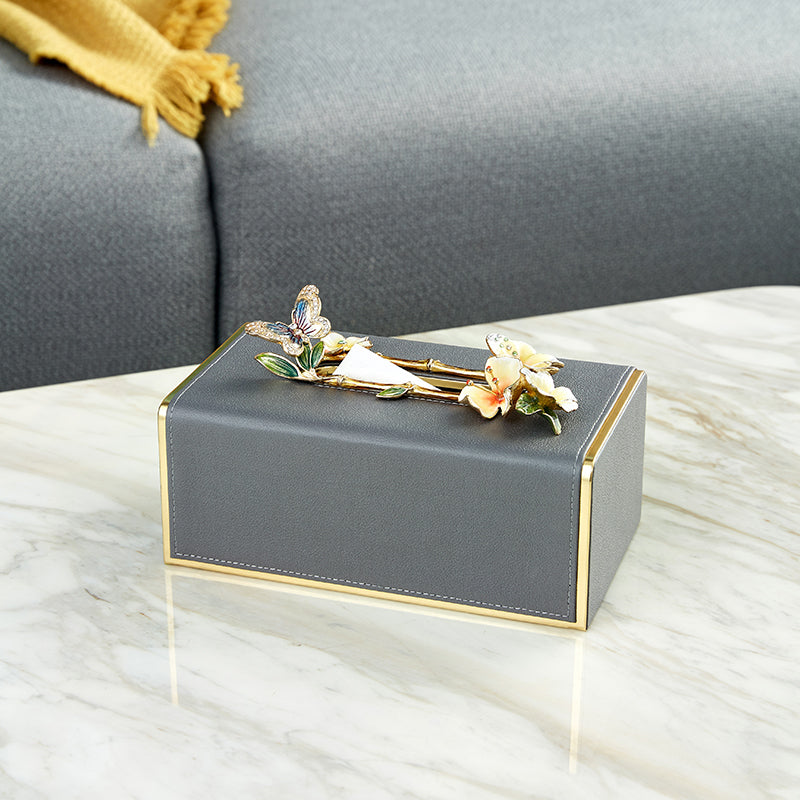 Charcoal Butterfly Whisper Tissue Box