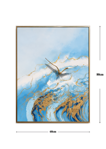 Azure Horizon "Golden Flight" Triptych Art