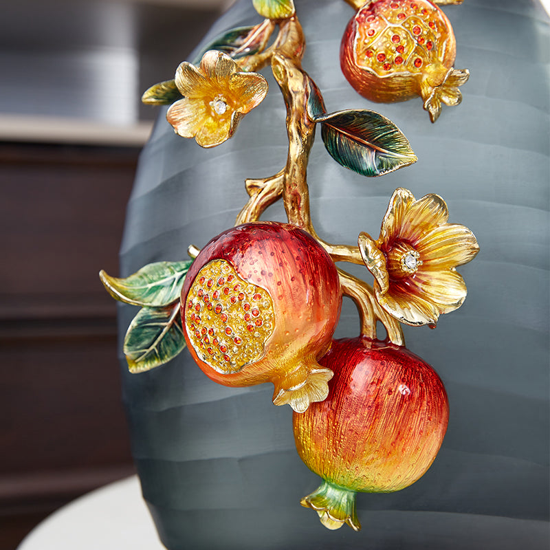 Charcoal Frost "Golden Pomegranate" Artisan Vase