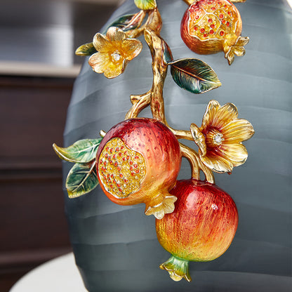 Charcoal Frost "Golden Pomegranate" Artisan Vase