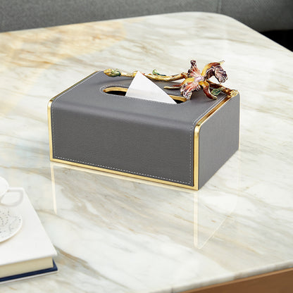 Charcoal Serenity Orchid Tissue Box