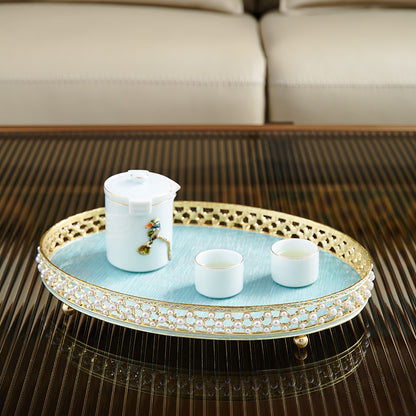 Azure Pearl Filigree Tray