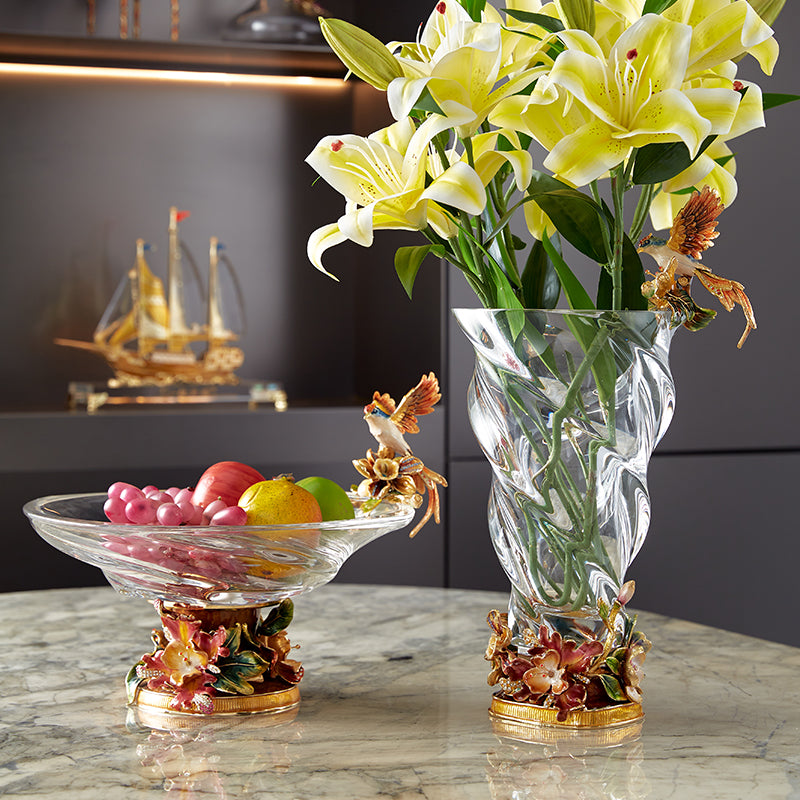 Crystalline Spiral & Orchid Songbird Vase