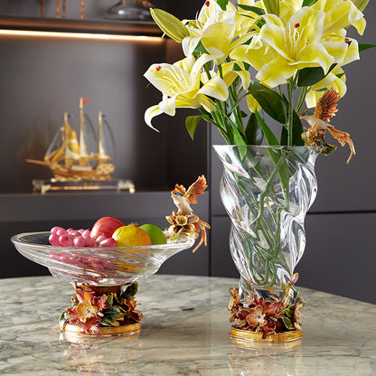 Crystalline Spiral & Orchid Songbird Vase