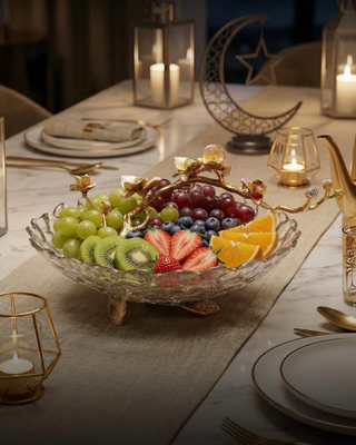 Dewdrop Petals Gilded Crystal Bowl