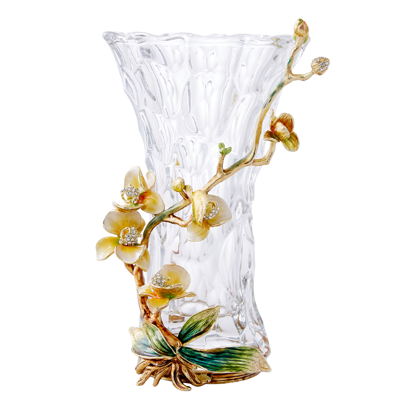 Celestial Orchid & Sculpted Crystal Vase