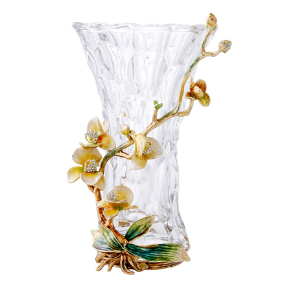 Celestial Orchid & Sculpted Crystal Vase