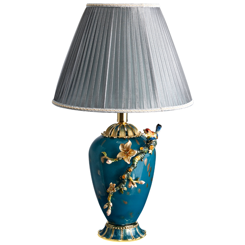 Teal Melody Floral Heritage Lamp