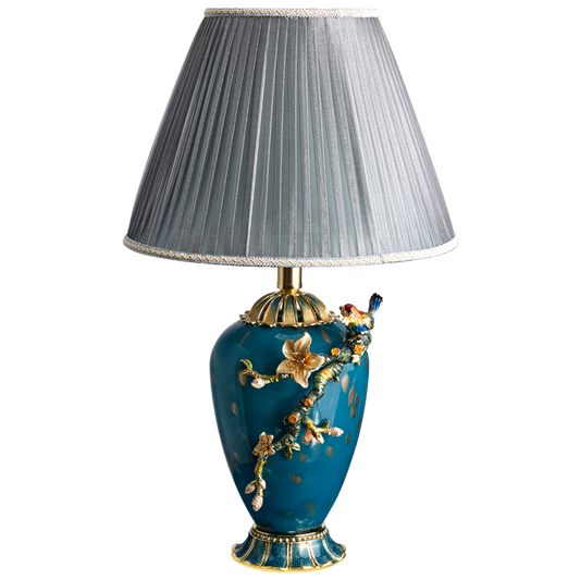 Teal Melody Floral Heritage Lamp