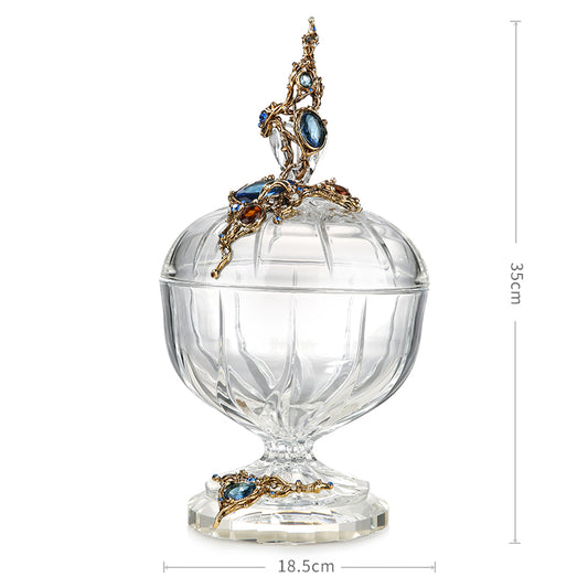 Azure Majesty Jeweled Crystal Jar
