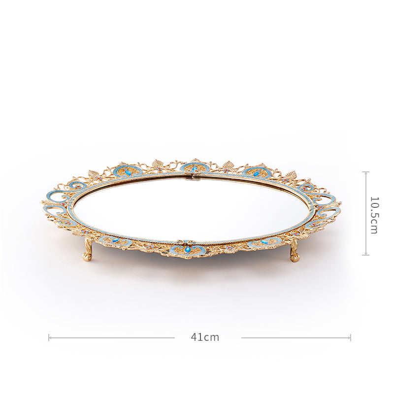 Azure Lace Mirrored Tray