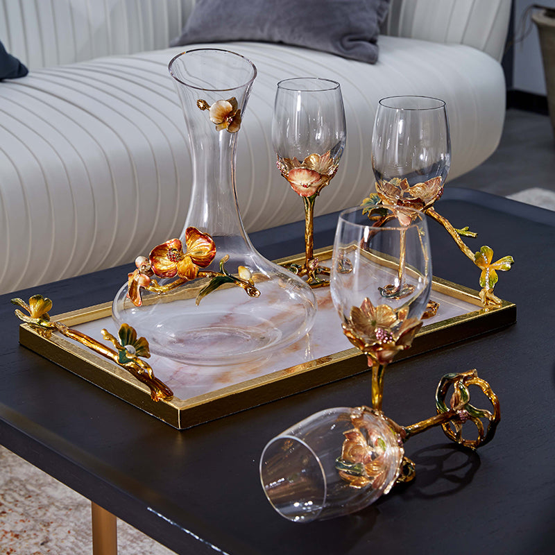 Gilded Ginkgo Marble Serving Tray