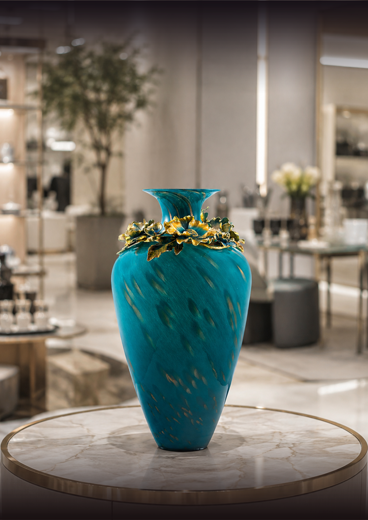 Turquoise Majesty Glass Vase