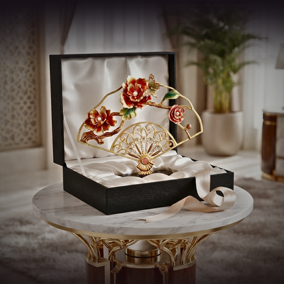 Imperial Golden Filigree "Royal Blossom" Fan