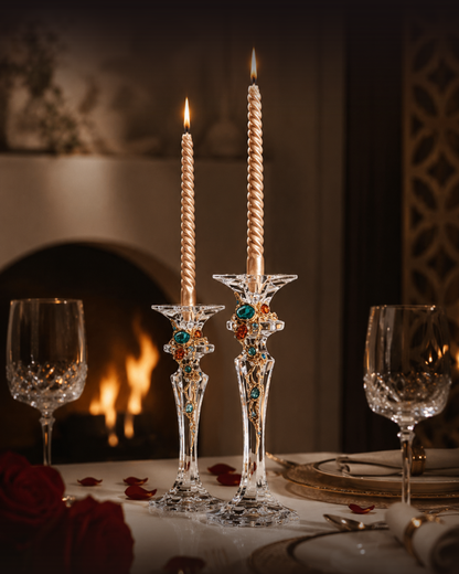 Azure & Amber Jeweled Crystal Spire