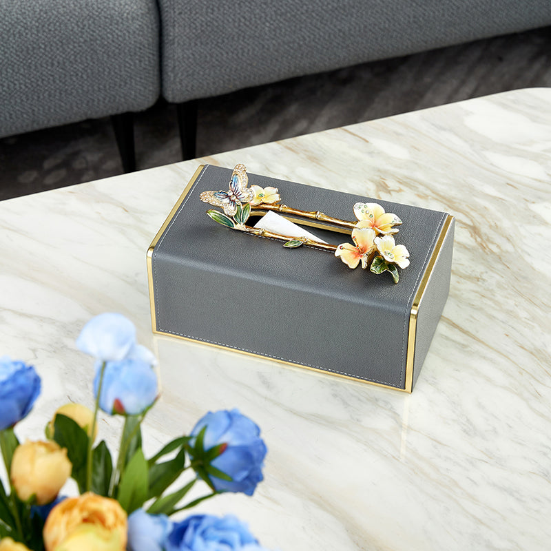 Charcoal Butterfly Whisper Tissue Box