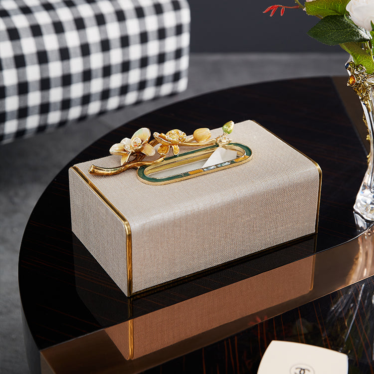 Champagne Orchid Linen Tissue Box