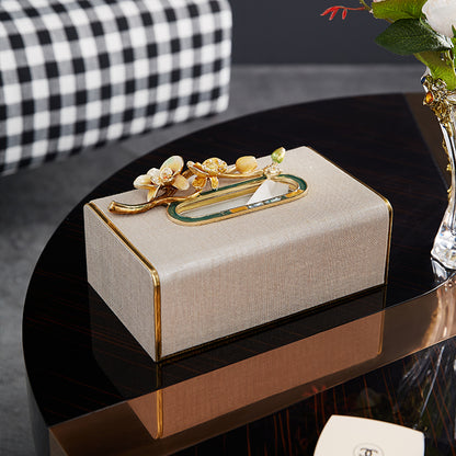 Champagne Orchid Linen Tissue Box