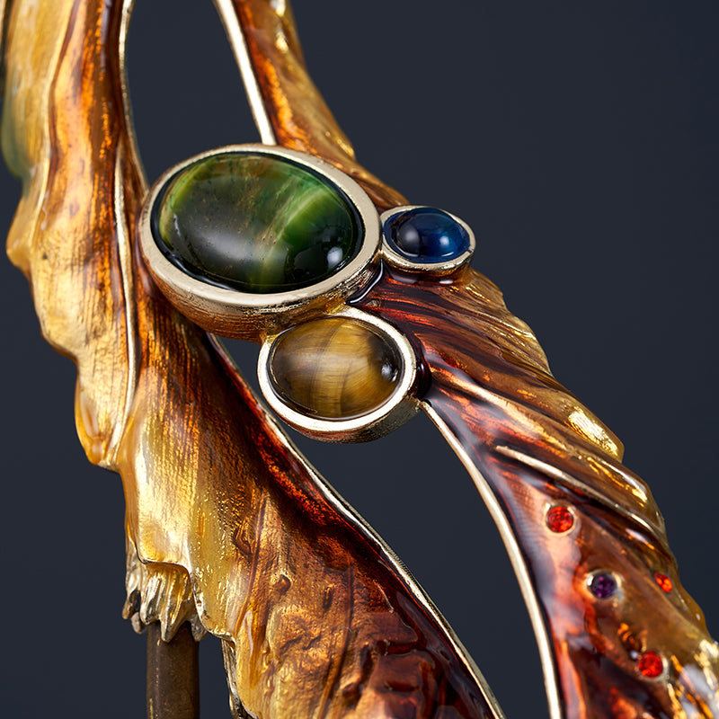 Stately Golden Crane "Zen Harmony" Sculptures