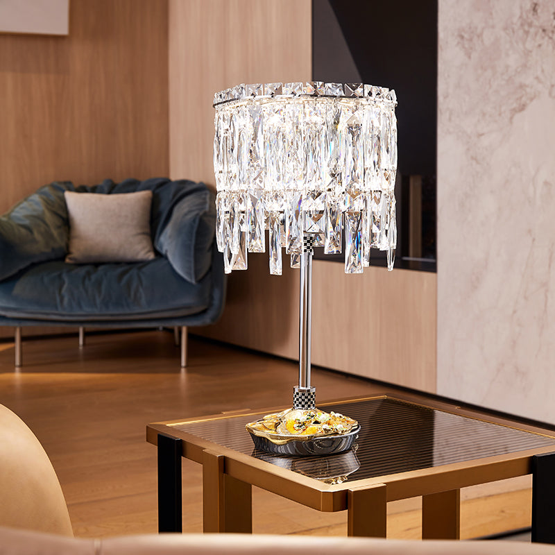 Azure Bloom Crystal Cascade Lamp