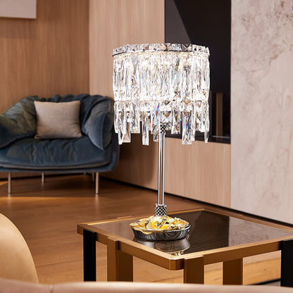 Azure Bloom Crystal Cascade Lamp