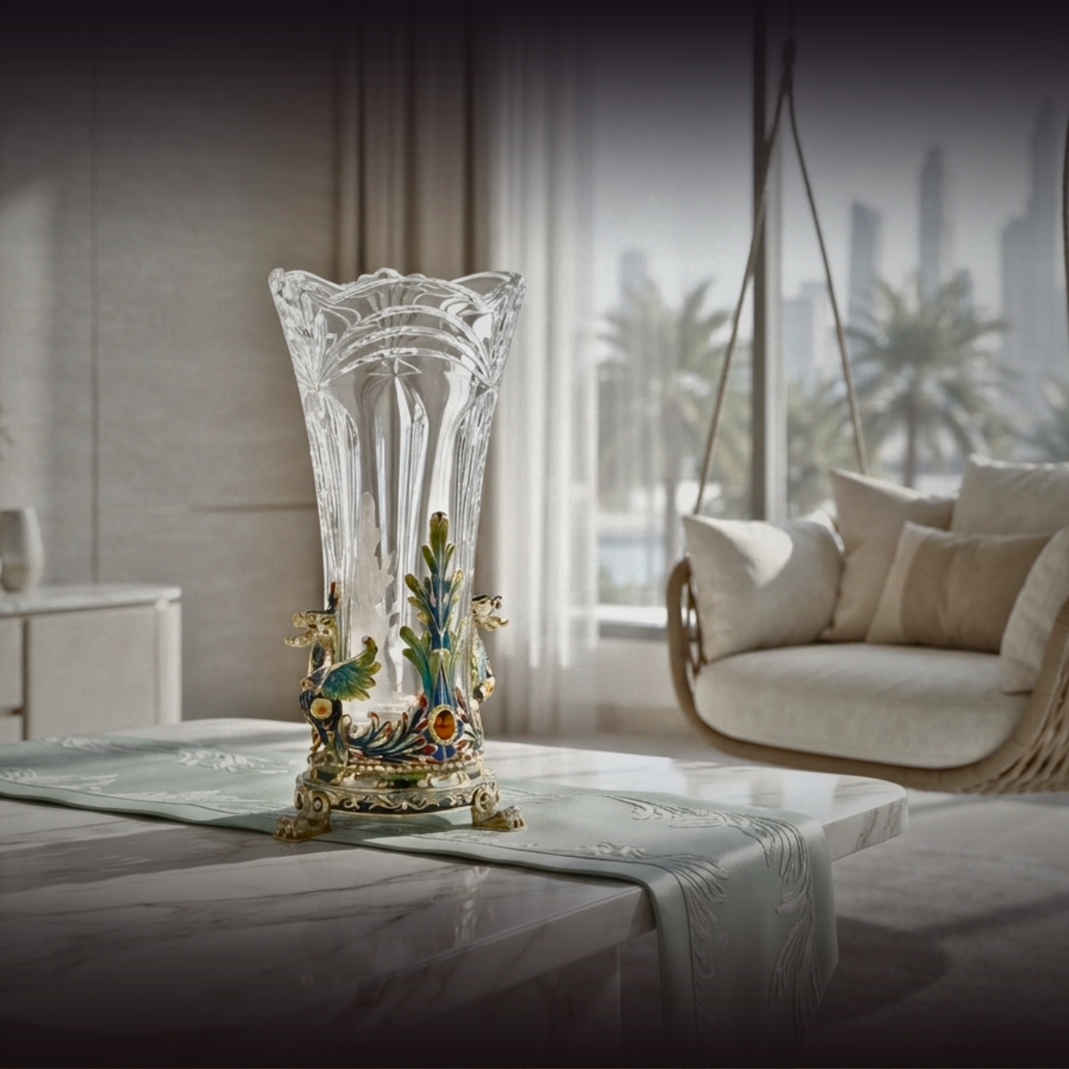 The "Imperial Dragon" Grand Crystal & Enamel Vase