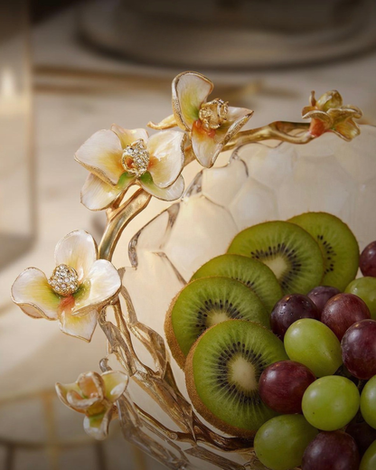 Dewdrop Petals Gilded Crystal Bowl