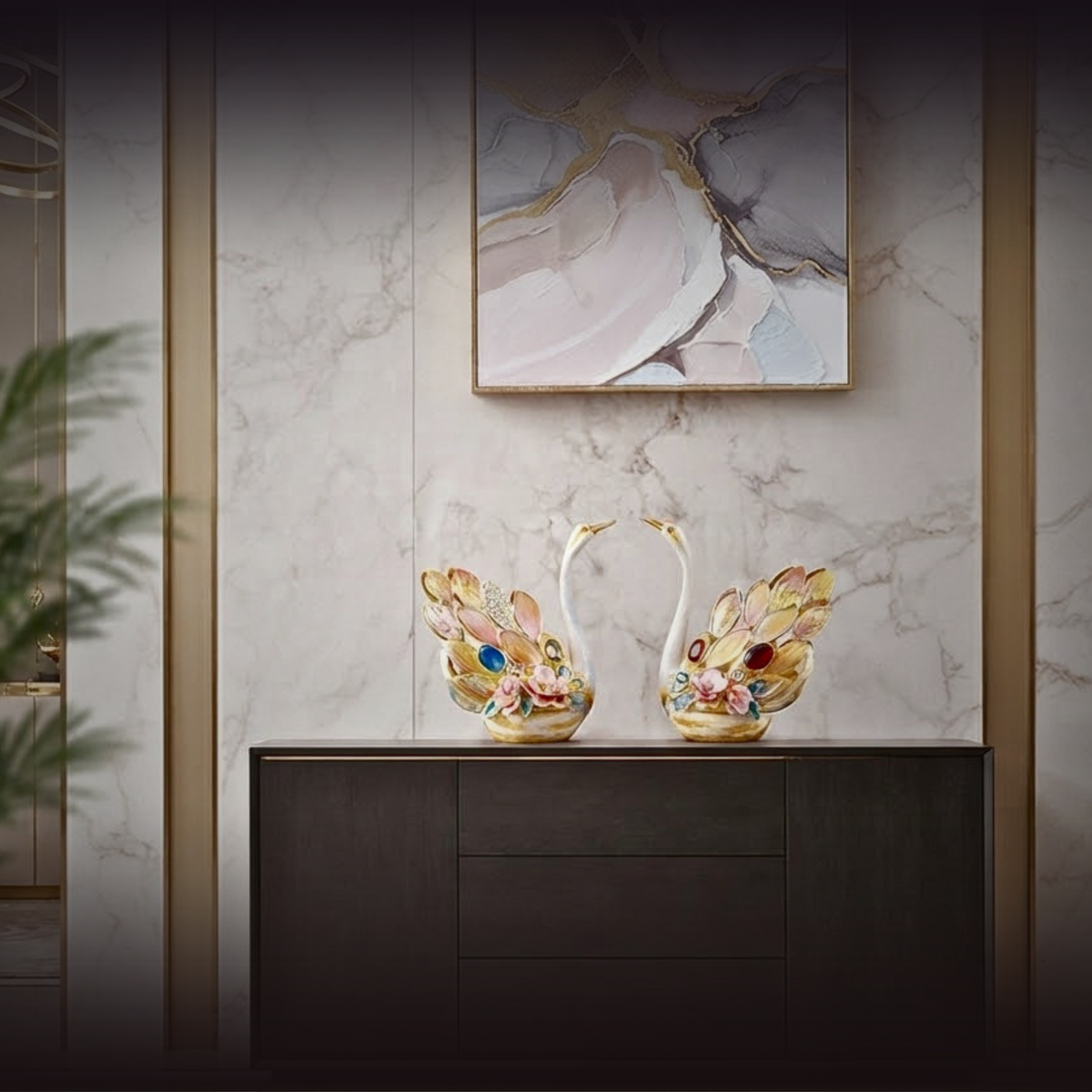 Eternal Grace Jeweled Swan Duo