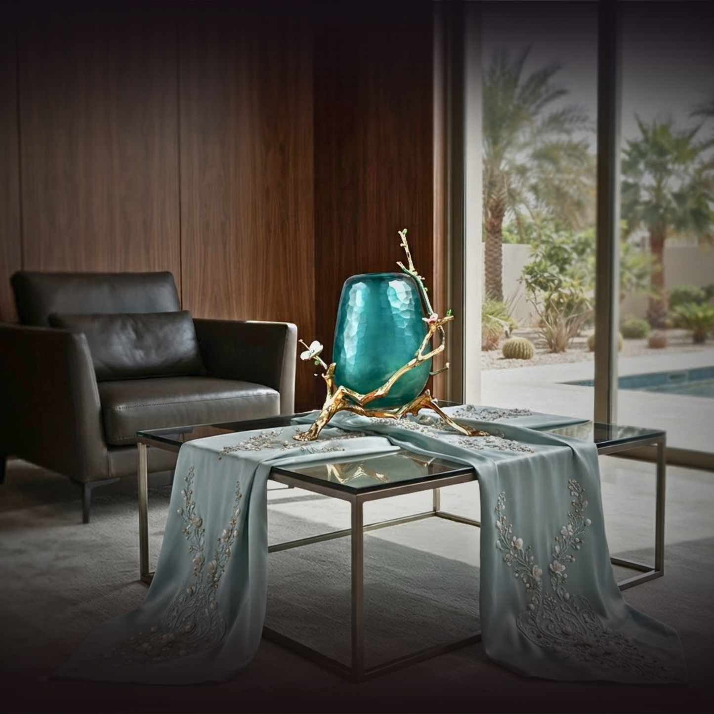 Emerald Sanctuary "Golden Root" Pedestal Vase