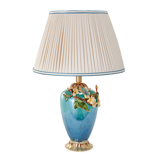 Azure Serenity Botanical Table Lamp