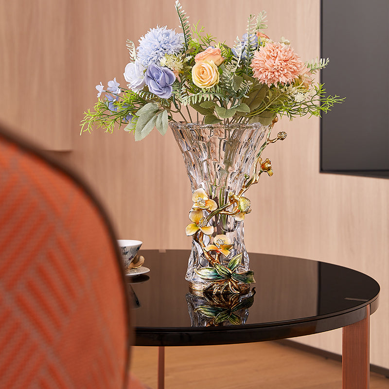 Celestial Orchid & Sculpted Crystal Vase