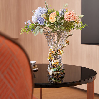 Celestial Orchid & Sculpted Crystal Vase