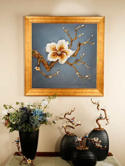 Gilded "Golden Bloom" 3D Relief Wall Art